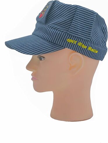 Pinnacle Awards Canada Striped Train Engineer Cap Yellow Train Engine, Navy/White, One size in Kuwait