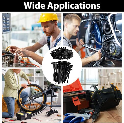 200pcs ترقية أبازيم تعادل الكابلات النايلون العالمي - روابط سوداء سوداء ذاتية القفل مع/دبوس وزر - مقاومة لإصلاح السيارات ، المنزل ، الحديقة ، ورشة العمل in Saudi Arabia