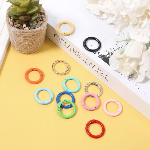 24 PCS Metal Spring O Rings, 12 Colors Round Spring Snap Keyring Metal Carabiner Snap Buckle Clip O Rings Buckles for Purse Keyrings Keychain Handbag Lanyard in Saudi Arabia