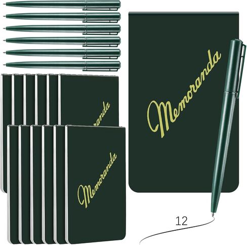 Faccito 12 Pack Memoranda Notebook and Pen Set Green Military Memorandum Book 3.25" x 5.5" Mini Utility Notepad Military Memo Book for Outdoor Activities Recording Ranger School First Responder in Saudi Arabia
