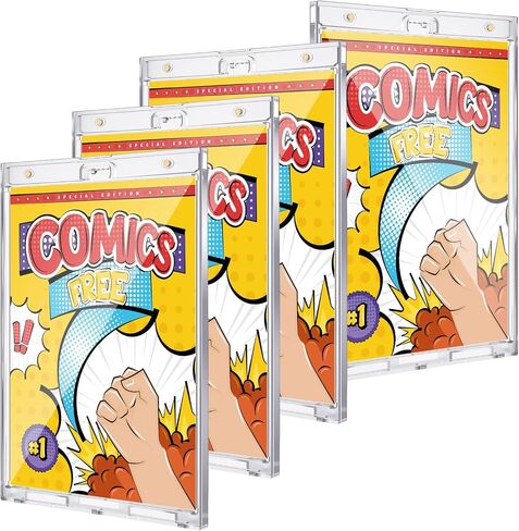 4 Pack Magnetic Comic Book Holder Outer Clear Comic Book Display Case Inside Wall Mountable UV Protection Slab Protectors Fits Most Wall Display (7.87" X 12.24",7.51" X 10.91") in Saudi Arabia