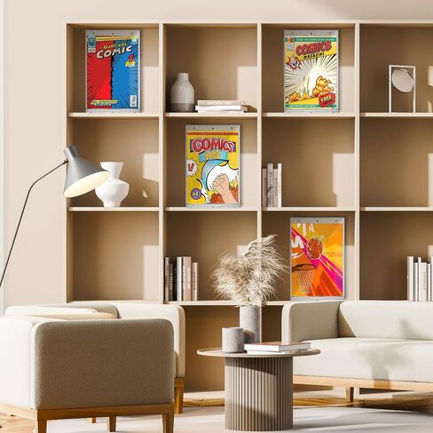 4 Pack Magnetic Comic Book Holder Outer Clear Comic Book Display Case Inside Wall Mountable UV Protection Slab Protectors Fits Most Wall Display (7.87" X 12.24",7.51" X 10.91") in Saudi Arabia