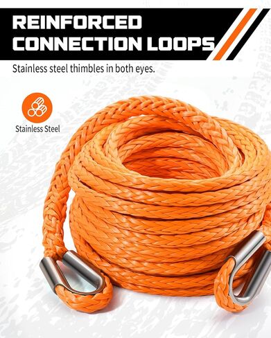 DAYDOOR Winch Rope Extension، 3/8 بوصة × 50ft حبل تمديد ونش صناعي، خط ونش 26,500 رطل للطرق الوعرة ATV UTV SUV Jeep (رمادي) in Kuwait