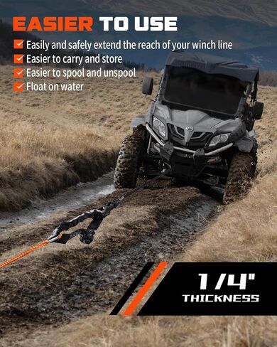 DAYDOOR Winch Rope Extension، 3/8 بوصة × 50ft حبل تمديد ونش صناعي، خط ونش 26,500 رطل للطرق الوعرة ATV UTV SUV Jeep (رمادي) in Kuwait