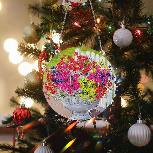 SSIJAYLZ Diamond Art Hanging Ornaments, Flowers Diamond Art Kit for Adults, 7.18 in 5D Crystal Accessories DIY for Home Decor in Saudi Arabia