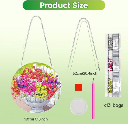 SSIJAYLZ Diamond Art Hanging Ornaments, Flowers Diamond Art Kit for Adults, 7.18 in 5D Crystal Accessories DIY for Home Decor in Saudi Arabia