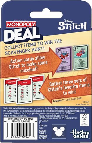 Monopoly Deal: Disney Stitch Edition Card Game | استنادا إلى ديزني ليلو & غرزة | ألعاب أطفال ديزني المرخصة رسميًا | الأعمار 8+ | 2-5 لاعبين in Saudi Arabia