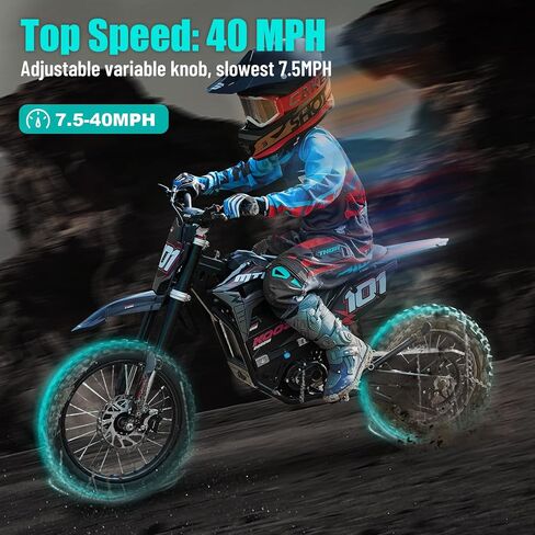 KOOZ HP115E Electric Dirt Bike Ebike for Kids and Teens, 40 MPH 60V 2000W (Max 3000W) Offroad Motorcycle with 14"/12" Tires, Hydraulic Brakes, Ideal for Offroad Riding (40 MPH Red) in Kuwait