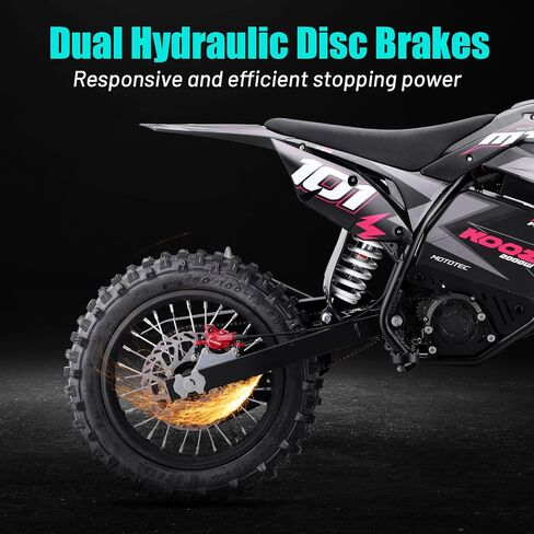 KOOZ HP115E Electric Dirt Bike Ebike for Kids and Teens, 40 MPH 60V 2000W (Max 3000W) Offroad Motorcycle with 14"/12" Tires, Hydraulic Brakes, Ideal for Offroad Riding (40 MPH Red) in Kuwait