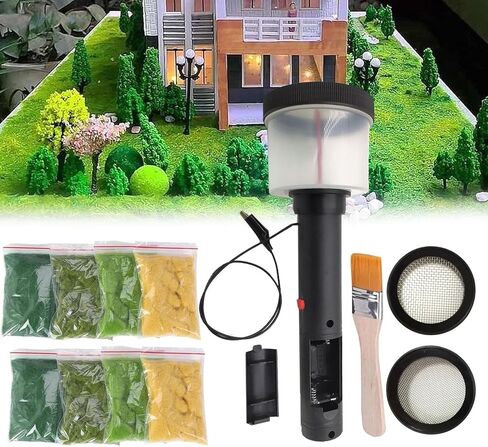 Mini Static Grass Flocking ، 4 ألوان قضيب صغير لآلة التدفق 8 قائم على عشب Netcover ABS ثابت مع مقبض مضاد للانزلاق لنمذجة طاولة الرمل النمذجة ذات المناظر الطبيعية الخلابة DIY in Kuwait