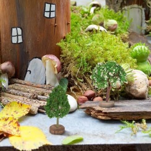 5 مساءً أشجار مصغرة نموذجية مختلطة: أشجار حديقة خرافية مصغرة من البلاستيك مع قواعد خشبية لإمدادات ديوراما ، طراز مشهد DIY ، in Kuwait