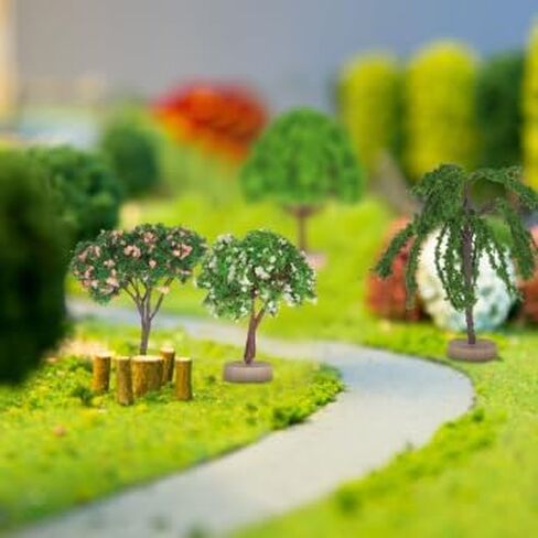 5 مساءً أشجار مصغرة نموذجية مختلطة: أشجار حديقة خرافية مصغرة من البلاستيك مع قواعد خشبية لإمدادات ديوراما ، طراز مشهد DIY ، in Kuwait