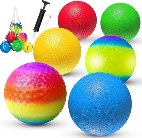 8.5 Inch Playground Balls Dodgeballs for Kids & Adults, Pack of 6 – Inflatable Rubber Kickball, Dodgeball, Handball for School, Recess, PE, Outdoor Games, Playground & Backyard More with Ball Pump in Saudi Arabia