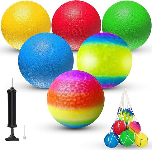 8.5 Inch Playground Balls Dodgeballs for Kids & Adults, Pack of 6 – Inflatable Rubber Kickball, Dodgeball, Handball for School, Recess, PE, Outdoor Games, Playground & Backyard More with Ball Pump in Saudi Arabia