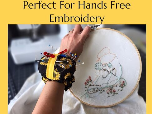 Handmade Sunflower Wrist Pin Cushion – Elastic Band Sewing Pincushion for Quilting, Embroidery, and Craft Projects – Hands-Free Needle Organizer – Seamstress & Quilter Essential in Saudi Arabia