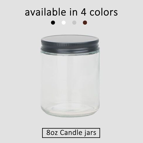 MILIVIXAY 20 Pack 8 OZ Thick Glass Dark Amber Candle Jars with All Black Metal Lids-Bulk Empty Candle Jars for Making Candles-Canning Jar for Spice, Liquid, Sample- Dishwasher Safe. in Saudi Arabia
