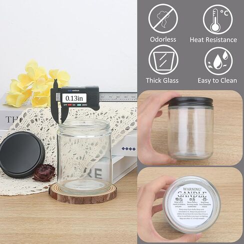 MILIVIXAY 20 Pack 8 OZ Thick Glass Dark Amber Candle Jars with All Black Metal Lids-Bulk Empty Candle Jars for Making Candles-Canning Jar for Spice, Liquid, Sample- Dishwasher Safe. in Saudi Arabia