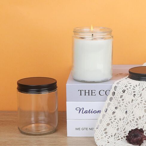 MILIVIXAY 20 Pack 8 OZ Thick Glass Dark Amber Candle Jars with All Black Metal Lids-Bulk Empty Candle Jars for Making Candles-Canning Jar for Spice, Liquid, Sample- Dishwasher Safe. in Saudi Arabia