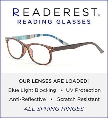 نظارات كمبيوتر Readerest Blue Light Blocking للنساء - قارئات أزياء مضادة للضوء الأزرق - نظارات ألعاب تكبير 2.00 مع حماية ضد الوهج والأشعة فوق البنفسجية - نظارات قراءة باللون الوردي in Saudi Arabia