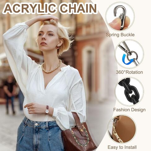 حزام Patikil Acrylic Presh ، 15 بوصة سلسلة أكريليك سلسلة محفظة استبدال سلسلة حقيبة اليد الفاخرة مقبض الأشرطة لحقائب يد DIY كتف الكتف in Saudi Arabia