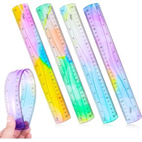 4 أجهزة كمبيوتر ناعمة قابلة للانحناء مسطرة مرنة مرنة مقاومة للانحناء القابلة للطي على التوالي حكام ألوان متدرجون مع سنتيمترات للبالغين لوازم المكاتب المنزلية للبالغين الفصول الدراسية in Kuwait