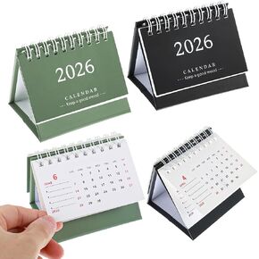 2 Pcs Small Desktop Calendar Mini Desk Calendar July 2025 to Dec 2026 Standing Flip Small Desk Calendars 250 GSM Thick Paper Twin-Wire Binding for Home or Office Black Green Festival Gifts in Saudi Arabia