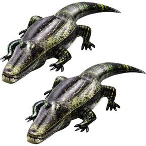 Liliful 2 Pcs 49 Inch Inflatable Alligator Pool Float Floating Alligator Decoy for Pool Long Inflatable Crocodile for Adults Swamp Safari Birthday Party Pond Garden Patio in Kuwait