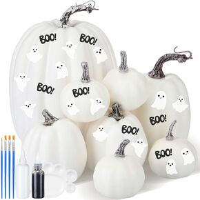 Chunful 8 Pcs DIY Fall Pumpkin Painting Kits Assorted Sizes Foam Fake Craft Pumpkins for Autumn Thanksgiving Halloween Party Festive Home Tabletop Decor(Pink) in Saudi Arabia