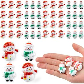 Thyle 50pcs Mini Snowman Flatback Charms Cute Christmas Miniature Decorations for Crafts Small Flatback Resin Snowman Figurines for Xmas DIY Phone Case Scrapbooking Cards Gifts in Kuwait