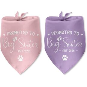 2 حزمة تمت ترقيتها إلى Big Sister Dog Bandana 2026 إعلان الحمل بين الجنسين تكشف عن ملابس الكلاب إعلان الطفل Prop Pet Scarf Accessories for Small Medium Large Dog in Kuwait
