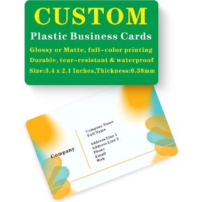 Custom Plastic Business Cards Customizable - Glossy or Matte (200 to 1000 Cards)- Size:85.5mmX54mm,Thickness:0.38mm (200) in Saudi Arabia