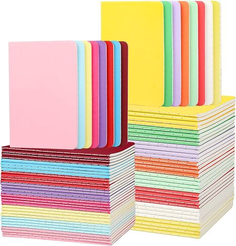 Mozyden 64 Pack Mini Notebook Bulk 3.4 × 5 بوصة المجلات الصغيرة المبطنة الجيب المبطنة مجموعة مفترحات غلاف ملونة للأطفال ، 30 ورقة/60 صفحة in Kuwait