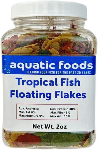 Aquatic Foods Inc. Tropical Fish Flakes, Mix of Krill, Color Enhancing, Spirulina Flakes for Cichlids, Angels, Live Bearers, Tetras, Guppies, All Tropical Fish...WL 1-lb 2oz Lg Jar in Saudi Arabia