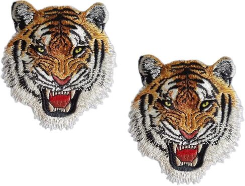 2 Pcs Tiger Face Sew on or Iron on Embroidery Patches for Jeans, Shirts, Hoodies, Blouses, Bags, caps, Backpacks, Purses,Tiger Face Appliques in Saudi Arabia