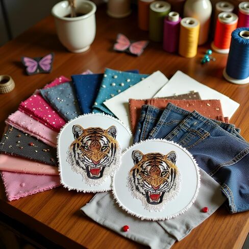 2 Pcs Tiger Face Sew on or Iron on Embroidery Patches for Jeans, Shirts, Hoodies, Blouses, Bags, caps, Backpacks, Purses,Tiger Face Appliques in Saudi Arabia