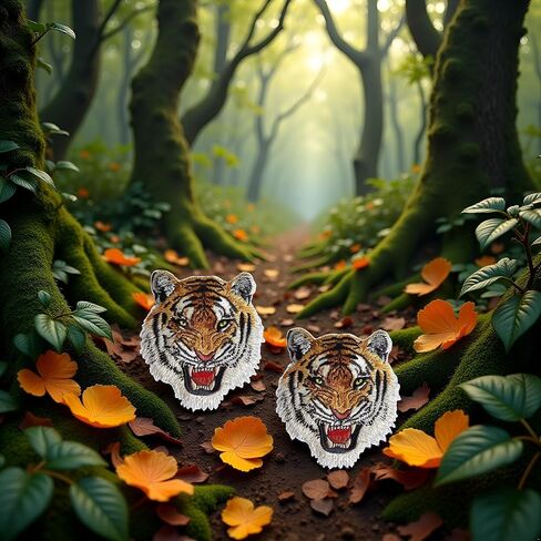 2 Pcs Tiger Face Sew on or Iron on Embroidery Patches for Jeans, Shirts, Hoodies, Blouses, Bags, caps, Backpacks, Purses,Tiger Face Appliques in Saudi Arabia