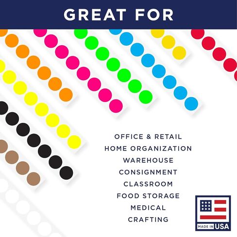 Fluorescent Red 1-Inch Circle Dot Stickers – 1,000 Round Adhesive Labels per Roll, Colored Stickers for Garage Sale Price Tags, Classroom, Inventory, Office & Yard Sale Supplies, Made in USA in Saudi Arabia