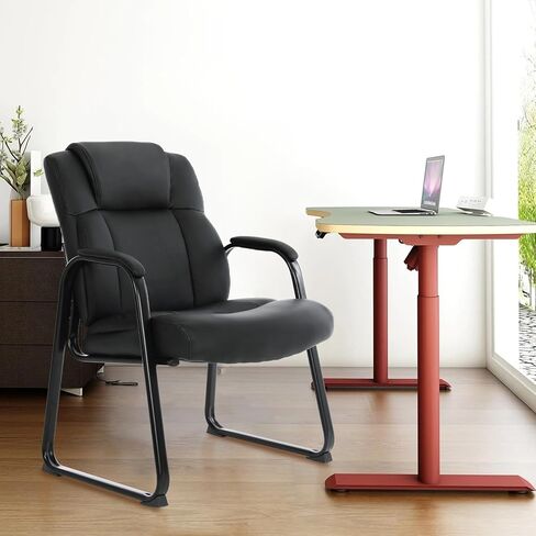 CLATINA Big and Tall 500 lbs Waiting Chair, Leather Guest Reception Chairs with Padded Arm Rest for Waiting Room Office Home and Meeting Conference-Black in Saudi Arabia