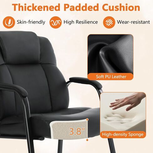 CLATINA Big and Tall 500 lbs Waiting Chair, Leather Guest Reception Chairs with Padded Arm Rest for Waiting Room Office Home and Meeting Conference-Black in Saudi Arabia