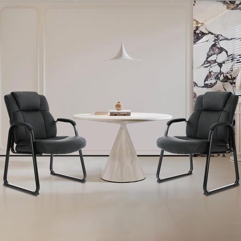 CLATINA Big and Tall 500 lbs Waiting Chair, Leather Guest Reception Chairs with Padded Arm Rest for Waiting Room Office Home and Meeting Conference-Black in Saudi Arabia