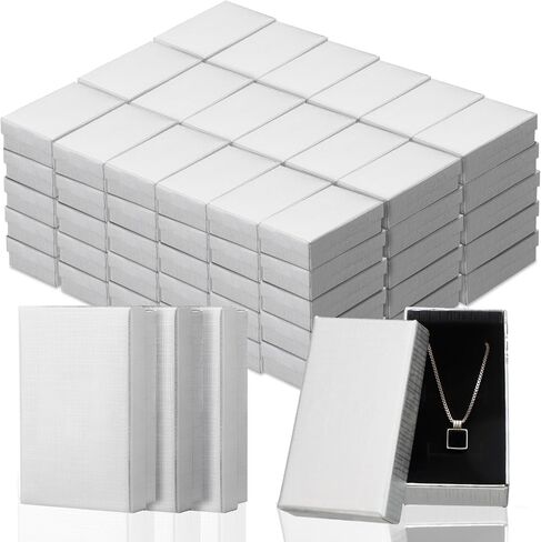 Tenceur 100 Pcs Cardboard Gift Boxes 3.5 x 3.5 x 1.2 Inches Cardboard Jewelry Boxes Kraft Case with Sponge Pad Bulk Necklace Earring Bracelet Boxes for Jewelry Gift Storage Packaging Display in Kuwait