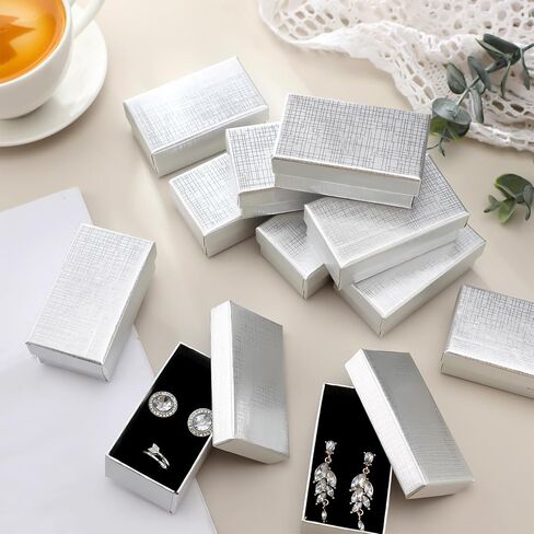 Tenceur 100 Pcs Cardboard Gift Boxes 3.5 x 3.5 x 1.2 Inches Cardboard Jewelry Boxes Kraft Case with Sponge Pad Bulk Necklace Earring Bracelet Boxes for Jewelry Gift Storage Packaging Display in Kuwait