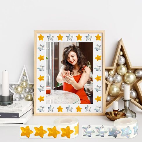 1000 PCS 1" Small Holographic Glitter Star Stickers, Self Adhesive Metallic Glitter Foil Stickers Gold and Silver Sparkly Star Sticker for Kids Students Teachers Supplies in Saudi Arabia