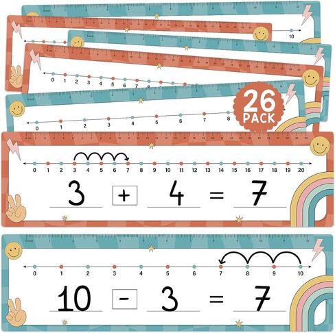 26 Pack Boho Number Line Dry Erase Boards Cards, 14"x4", Double-Sided, Math Manipulatives for Kids, Student, Kindergarten Elementary Special Education 1st Grade Classroom Must Haves in Kuwait