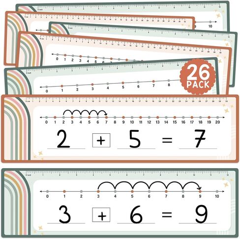 26 Pack Boho Number Line Dry Erase Boards Cards, 14"x4", Double-Sided, Math Manipulatives for Kids, Student, Kindergarten Elementary Special Education 1st Grade Classroom Must Haves in Kuwait