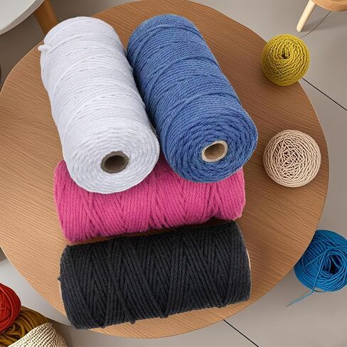 12 لفات الطبيعية macrame الحبل 3 مم × 1308 ياردة ، خيوط قطنية طبيعية ، سلسلة macrame ملونة ، حبل قطني للحياكة الحرف DIY ، شماعات النبات ، ديكور (اللون الكلاسيكي 3 مم × 1308 ياردة) in Kuwait