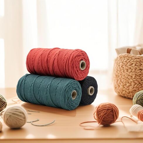 12 لفات الطبيعية macrame الحبل 3 مم × 1308 ياردة ، خيوط قطنية طبيعية ، سلسلة macrame ملونة ، حبل قطني للحياكة الحرف DIY ، شماعات النبات ، ديكور (اللون الكلاسيكي 3 مم × 1308 ياردة) in Kuwait
