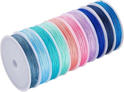 Cheriswelry 10 Rolls 0.8mm Braided Beading Cord Chinese Knotting Rattail Macrame Thread String for Bracelet Kumihimo Wrapping Supplies DIY Jewelry Making 10.94Yds/Roll in Saudi Arabia