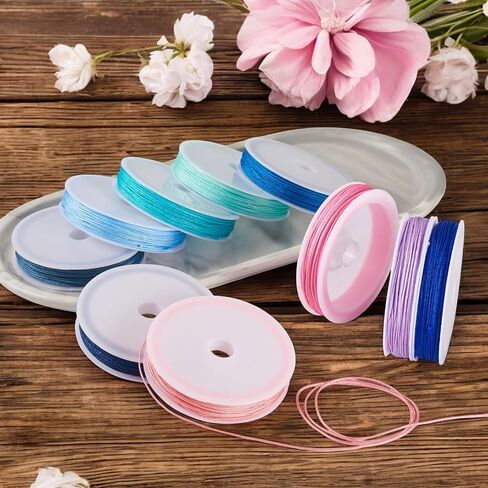 Cheriswelry 10 Rolls 0.8mm Braided Beading Cord Chinese Knotting Rattail Macrame Thread String for Bracelet Kumihimo Wrapping Supplies DIY Jewelry Making 10.94Yds/Roll in Saudi Arabia