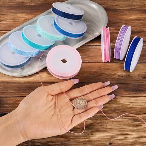 Cheriswelry 10 Rolls 0.8mm Braided Beading Cord Chinese Knotting Rattail Macrame Thread String for Bracelet Kumihimo Wrapping Supplies DIY Jewelry Making 10.94Yds/Roll in Saudi Arabia